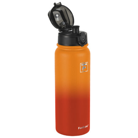 Fanhaw 20 Oz Insulated Stainless Steel Water Bottle with Chug Lid - Leak & Sweat Proof with Anti-Dust Lid (Yellow Orange)