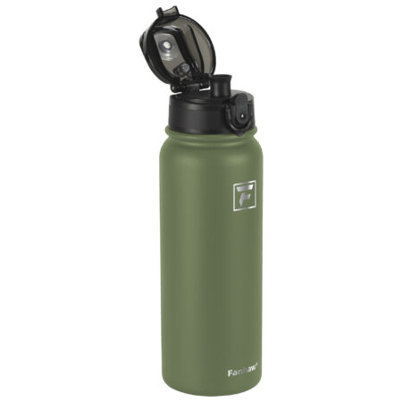 Fanhaw 20 Oz Insulated Stainless Steel Water Bottle with Chug Lid - Leak & Sweat Proof with Anti-Dust Lid (Olive Green)